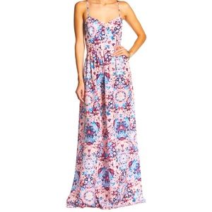Parker Pink + Blue Floral Maxi Dress